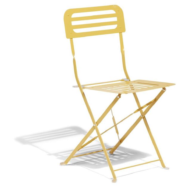 Chaise de jardin Rio pliante m&eacute;tal jaune 41x45xH82cm