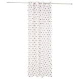 Voilage polyester &agrave; pompon 140x240cm blanc et rose