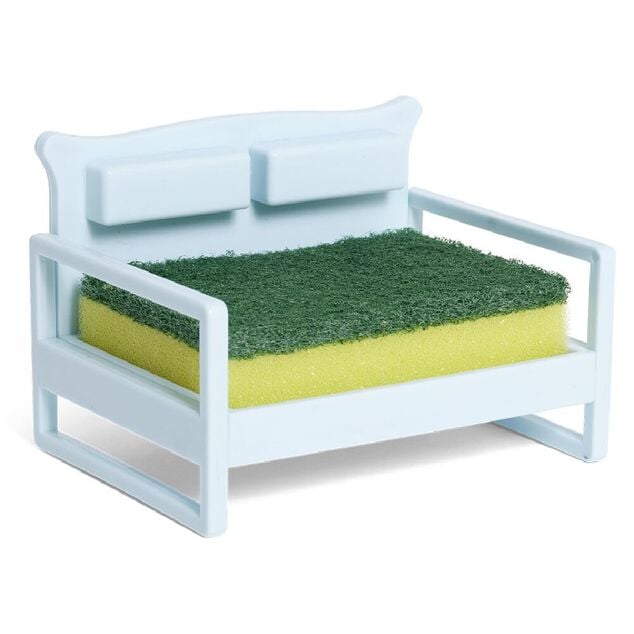 Porte &eacute;ponge forme canap&eacute; bleu ou marron