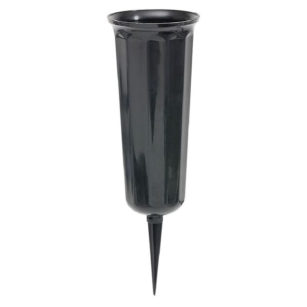Vase fun&eacute;raire &agrave; planter plastique noir &Oslash;6,5xH23cm