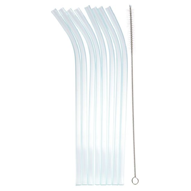 Paille r&eacute;utilisable en plastique multicolore x8