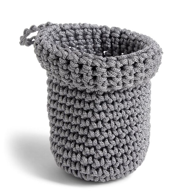 Pani&egrave;re ronde boucle effet tress&eacute; gris 13x11xH11cm