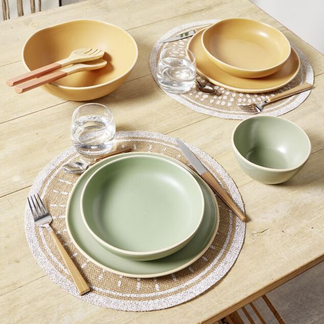 Assiette plate en faïence vert Ø27xH1,7cm