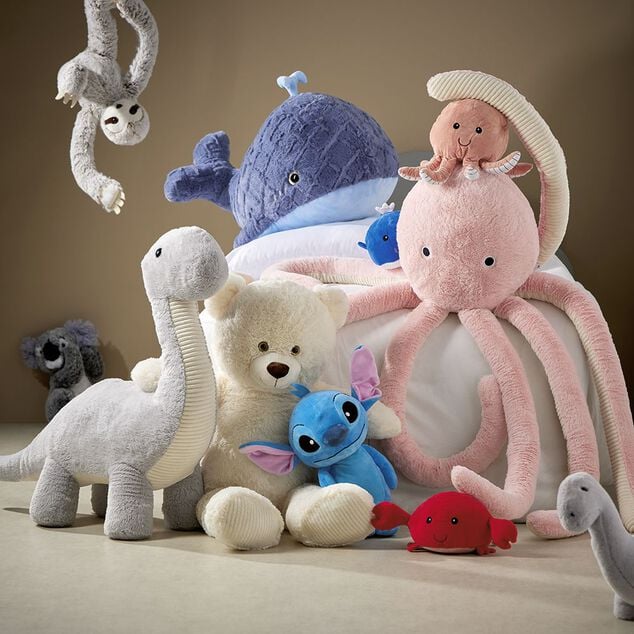 Peluche dinosaure gris H.84 cm