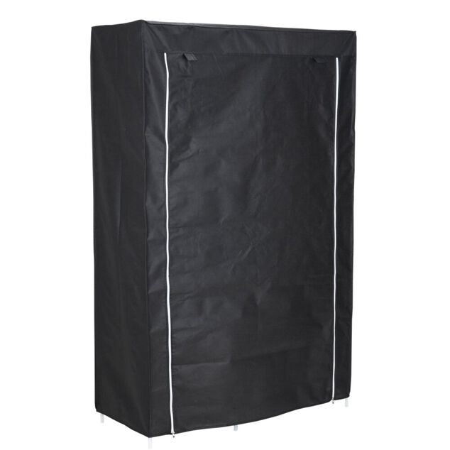 Armoire dressing tissu 1 penderie 6 cases noire 105x45xH165,5cm