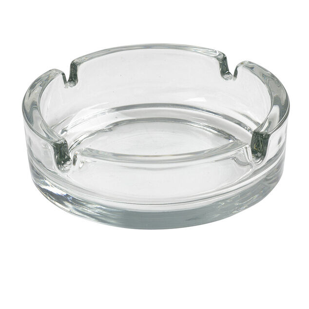 Cendrier rond transparent en verre x2