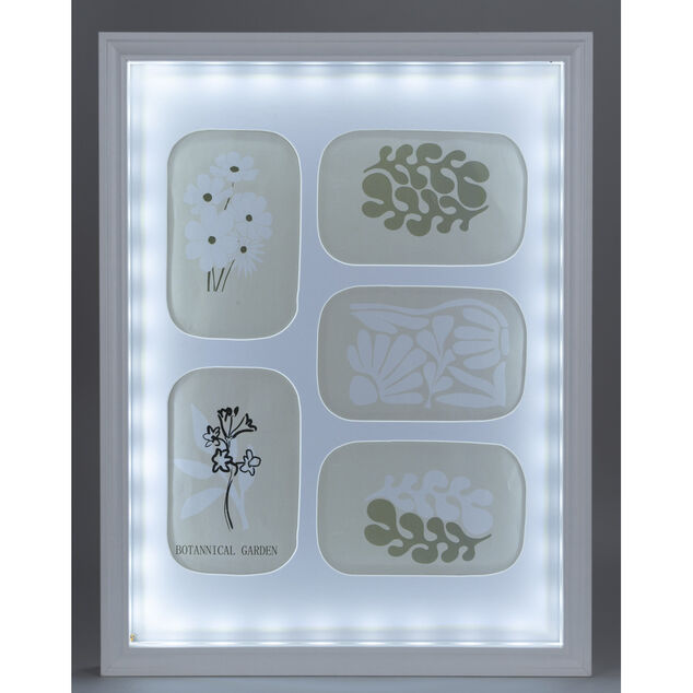 Cadre LED déco 5 vues nature végétaux 33xH43cm (2 modèles)
