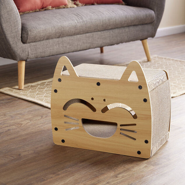 Maisonnette avec grattoir et couchage pour chat - 44x25xH38cm