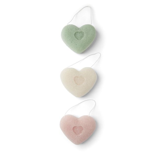 Lot de 3 &eacute;ponges konjac coeur - 3 mod&egrave;les