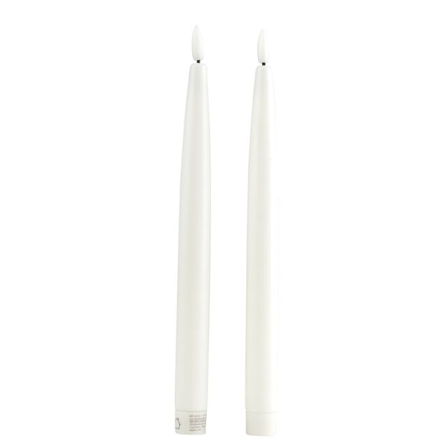 Lot de 2 bougies chandelles LED blanches &Oslash;2,2xH22,5cm