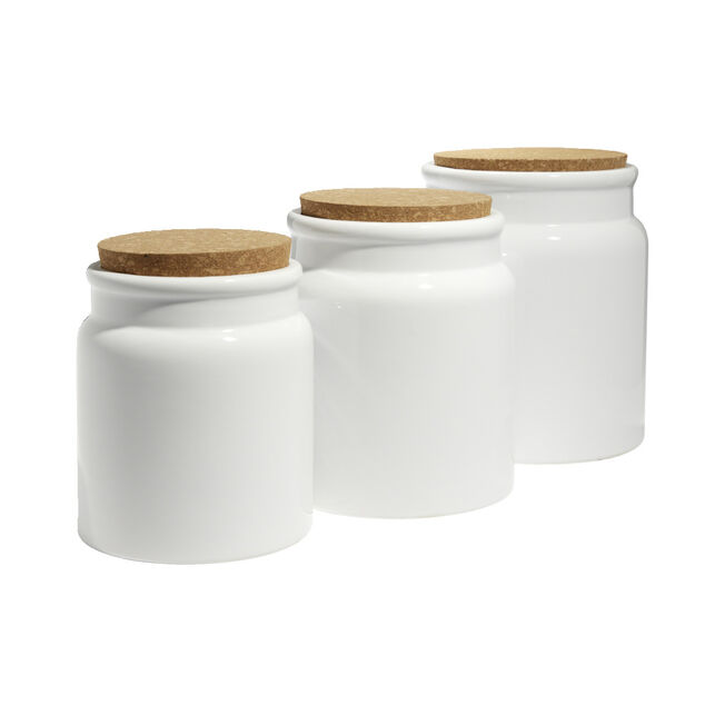 Bocal en c&eacute;ramique avec couvercle en li&egrave;ge &Oslash;16xH19cm