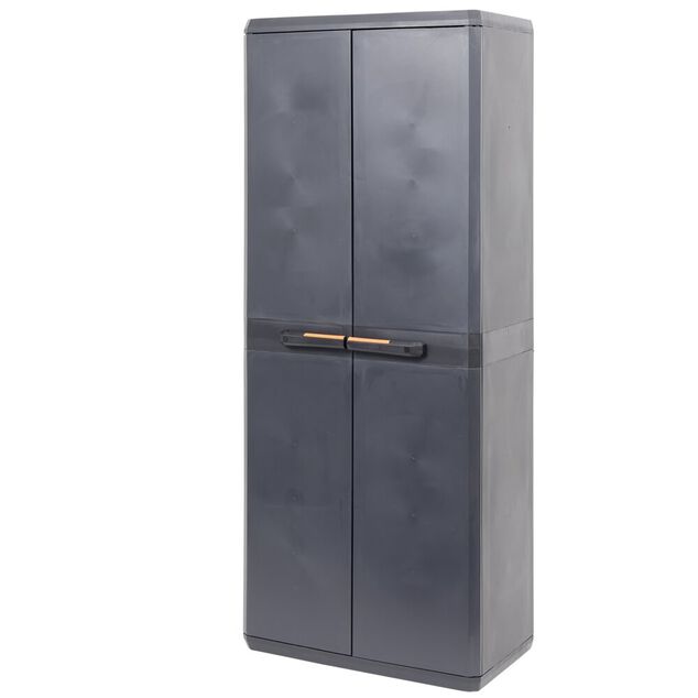 Armoire haute de garage plastique noire 3 tablettes 68x39xH100cm