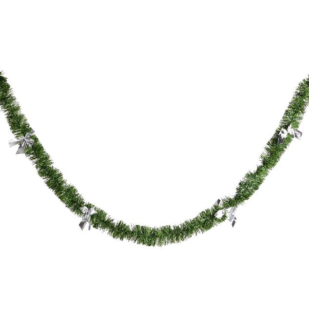 Guirlande de no&euml;l artificielle verte avec noeud argent&eacute; L2M