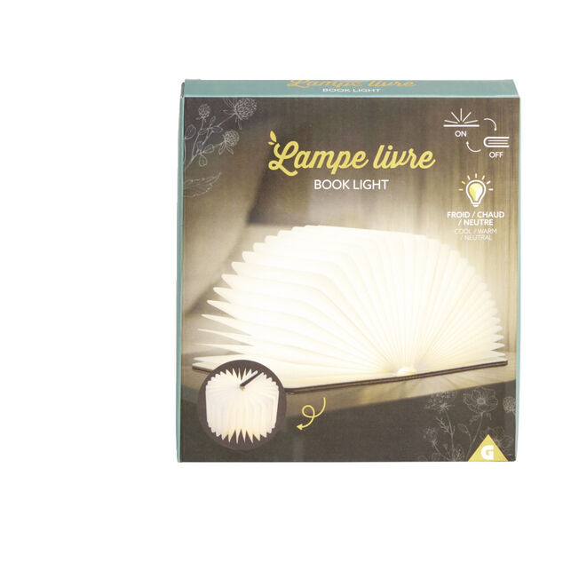 Lampe livre USB en bois 17xH14cm