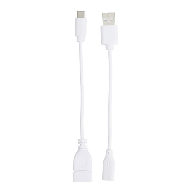 Adaptateur USBA-USBC plastique blanc L15cm 2 c&acirc;bles