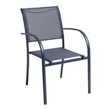 Fauteuil de jardin Oslow m&eacute;tal et textil&egrave;ne gris 63xH86x56cm