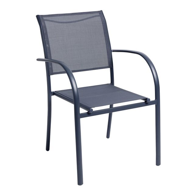 Fauteuil de jardin Oslow m&eacute;tal et textil&egrave;ne gris 63xH86x56cm