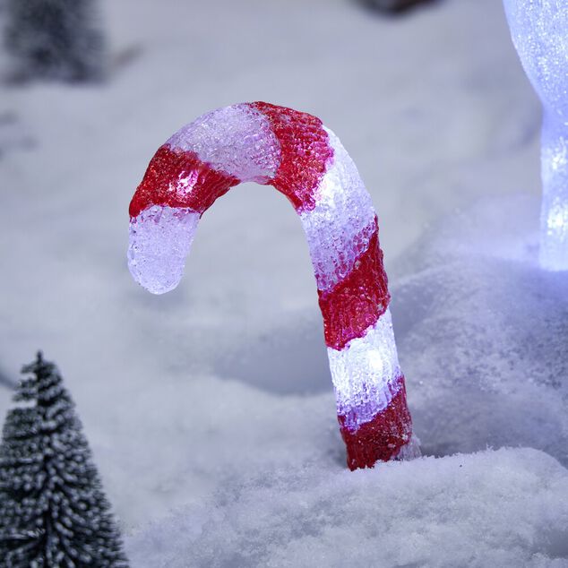 D&eacute;coration No&euml;l sucre d'orge &agrave; planter LED H27cm