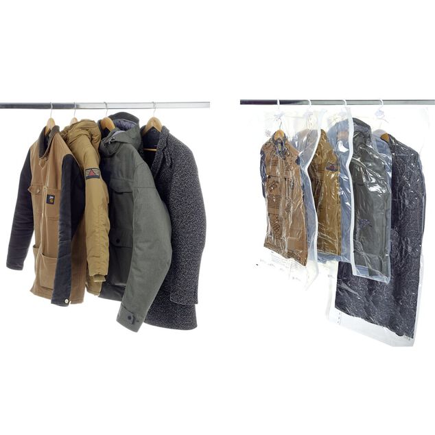 Housse vide air &agrave; suspendre 70x105cm x3 et 70x150cm x1 avec cintre int&eacute;gr&eacute;