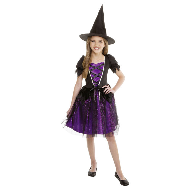 D&eacute;guisement enfant Halloween sorci&egrave;re noir et violet 11/14 ans