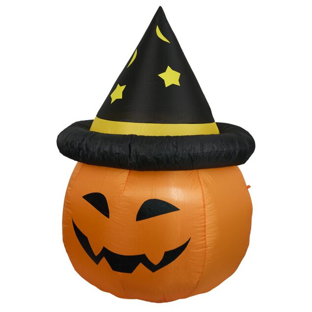 D&eacute;coration Halloween citrouille gonflable &agrave; LED blanc froid