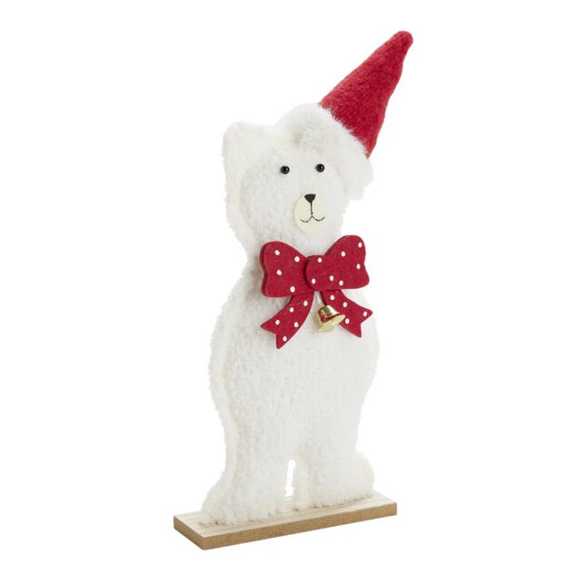 Décoration de Noël à poser ours bois blanc 15x6xH38cm