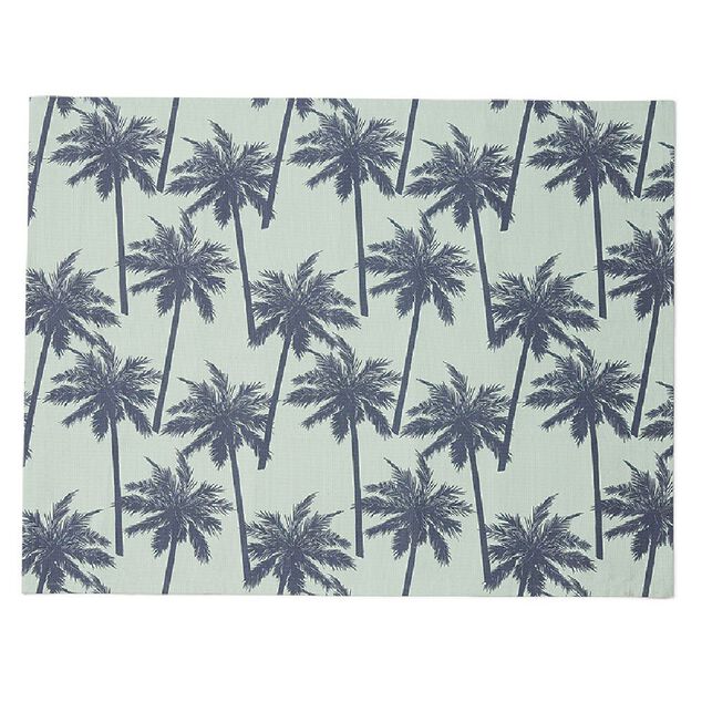 Tapis de jardin Bahamas antid&eacute;rapant motif palmier vert pastel et noir