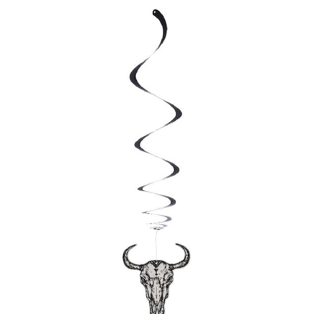 Suspension papier Halloween t&ecirc;te de mort cr&acirc;ne de buffle x9