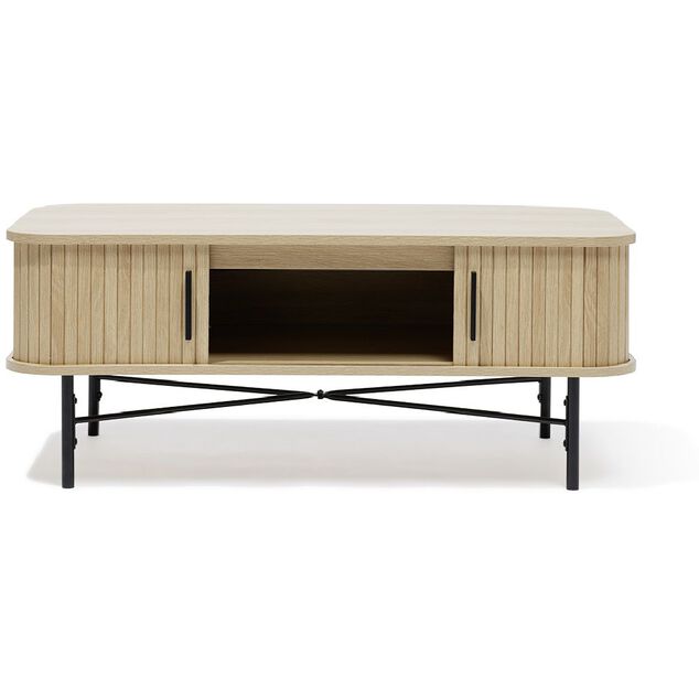 Table basse Gr&egrave;ge bois naturel et noir - L100xH40xP50 cm