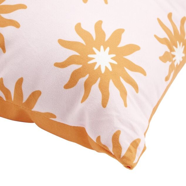 Coussin carr&eacute; Indie motif soleil 40x40cm (2 mod&egrave;les rose ou bleu)