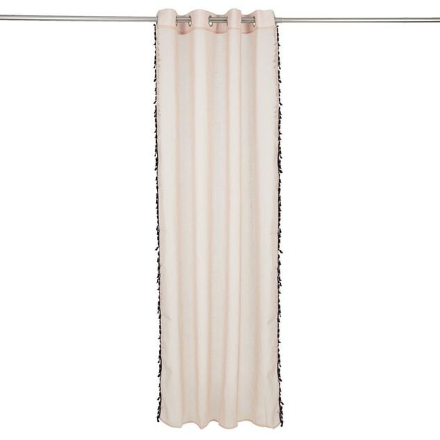 Voilage polyester 140x240cm bordure pompons noir