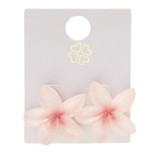 Boucles d'oreilles acrylique fleur de tiar&eacute; rose &Oslash;2,5cm