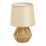 Lampe &agrave; poser base raphia avec abat jour beige &Oslash;14xH22cm