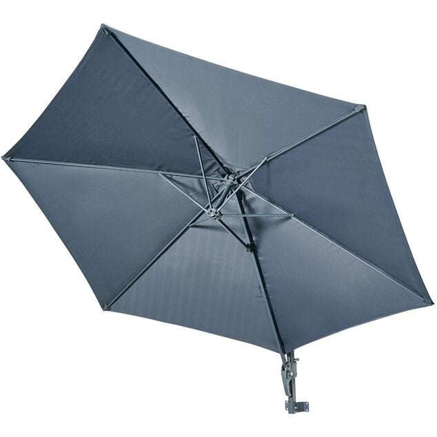 Parasol d&eacute;port&eacute; mural Wallstreet rond gris avec housse &Oslash;250xH140cm