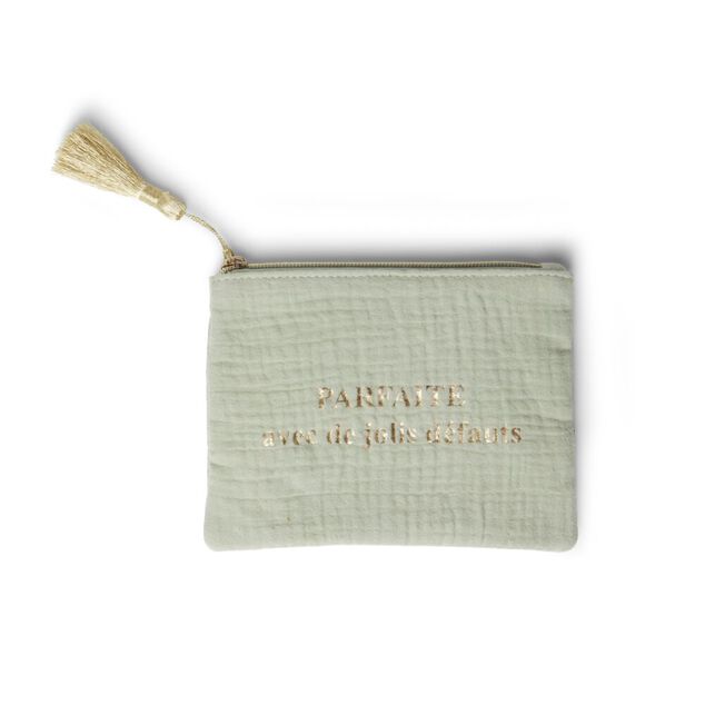 Pochette cosm&eacute;tique inscription message positif 13x17cm - 3 mod&egrave;les