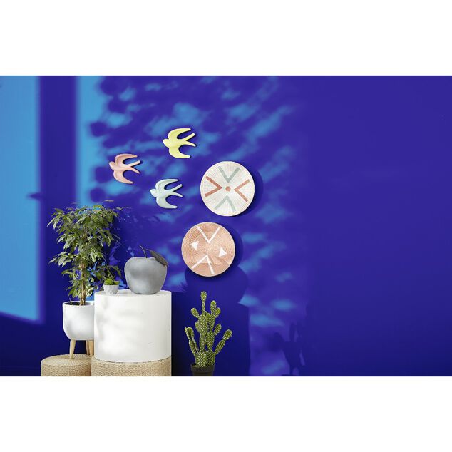 Assiette murale ronde motif g&eacute;om&eacute;trique en mdf