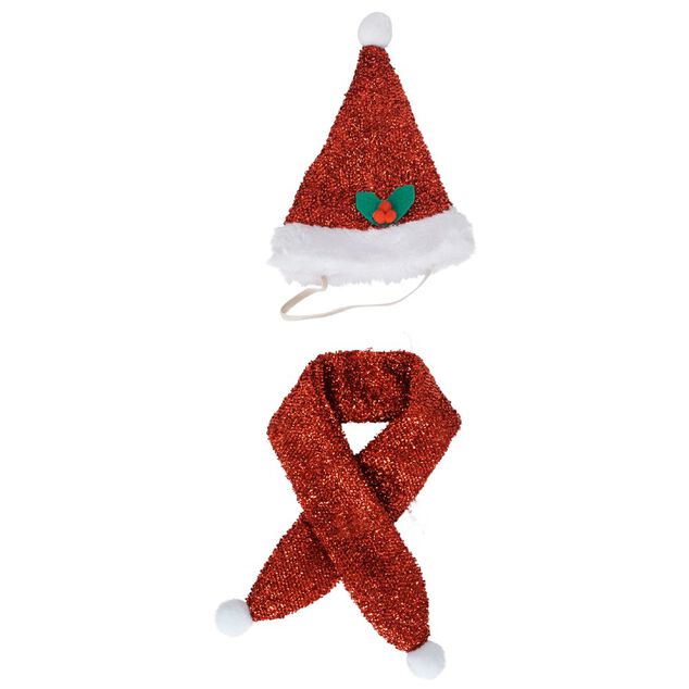 D&eacute;guisement No&euml;l bonnet et &eacute;charpe pour chien