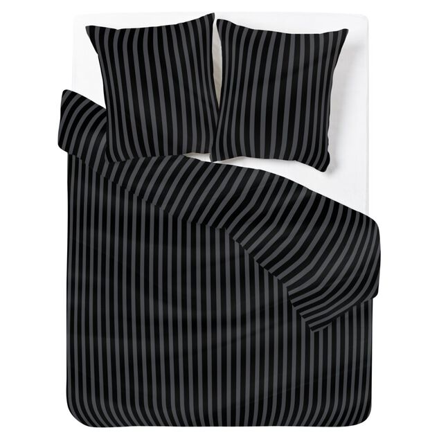 Parure de lit 2 personnes 240x220cm satinée à rayures (2 modèles)