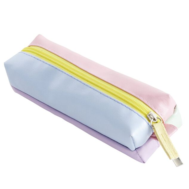 Trousse double ouverture simili multicolore pastel L20cm