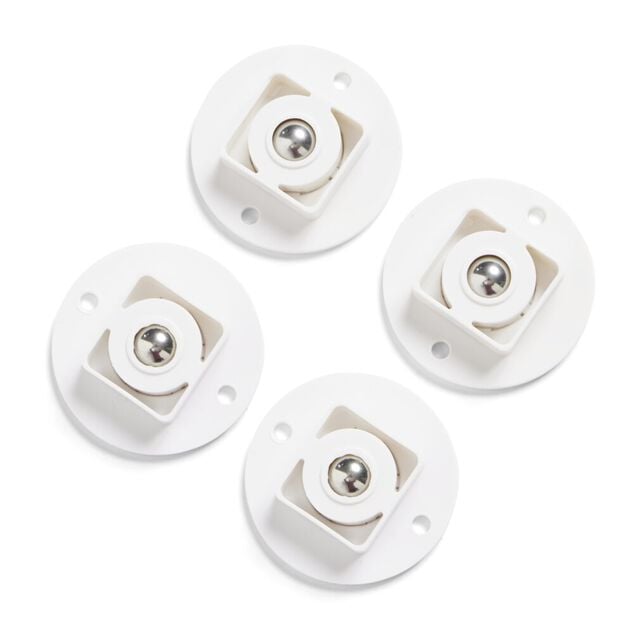 Roulette adh&eacute;sive 360&deg; universelle blanche 4 pi&egrave;ces &Oslash;4,5xH1,5cm