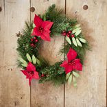 Couronne de Noël poinsettia vert et rouge Ø40cm