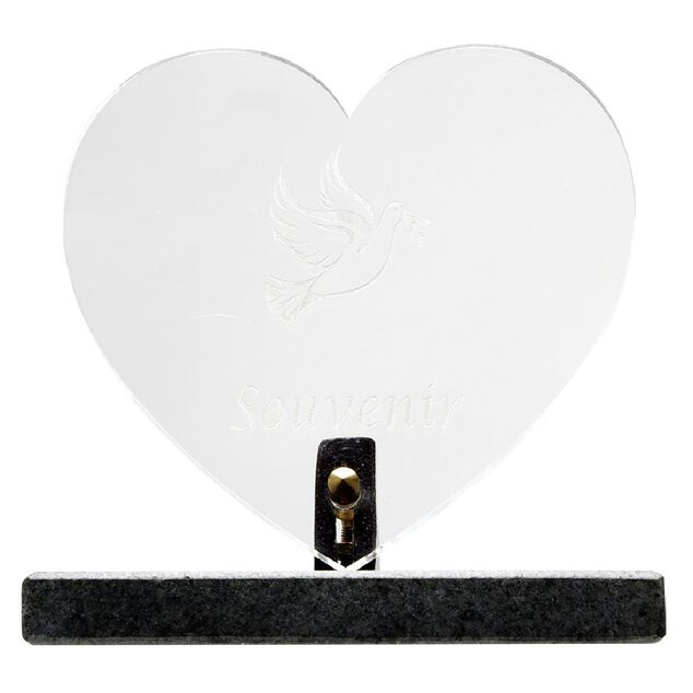 Plaque funéraire coeur transparent
