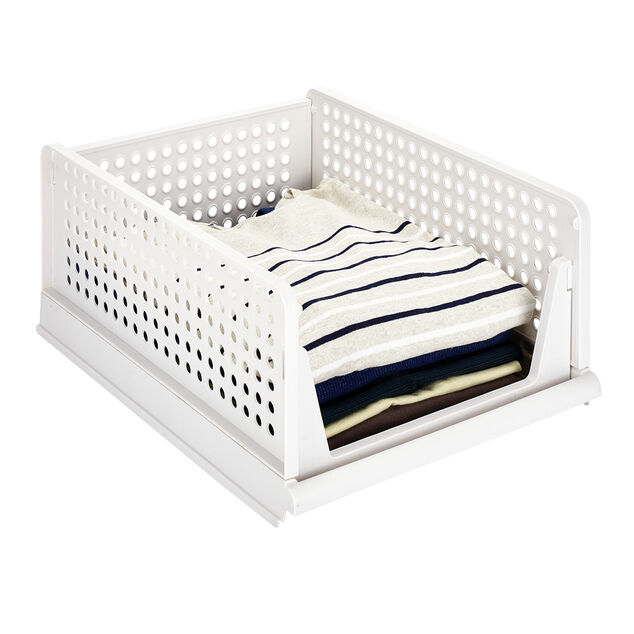 Rangement dressing superposable coulissant blanc grand mod&egrave;le