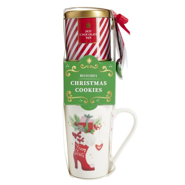 Coffret mug No&euml;l 330ml avec biscuits et bo&icirc;te m&eacute;tallique (3 mod&egrave;les)