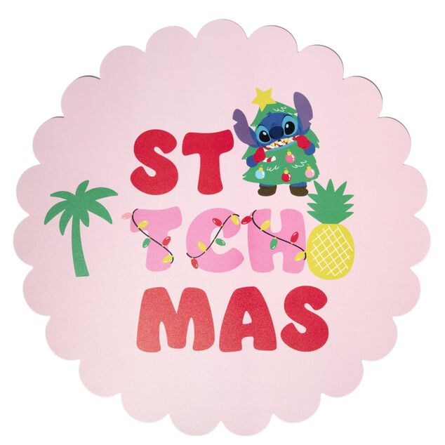 Set de table rond Disney Stitch Noël rose Ø38cm