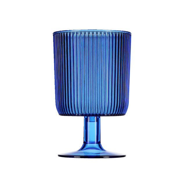 Verre &agrave; pied plastique bleu 30cl