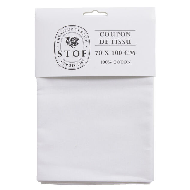 Coupon tissu coton 70x100cm blanc