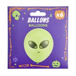 Ballon Halloween x6 alien vert &Oslash;12cm