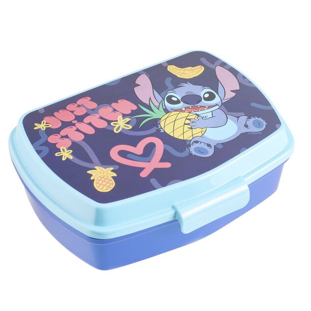 Bo&icirc;te &agrave; go&ucirc;ter enfant Stitch plastique bleu 17x14xH6cm