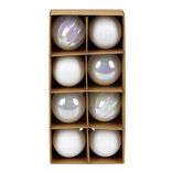 Boule de Noël x8 blanc et irisé Ø7cm